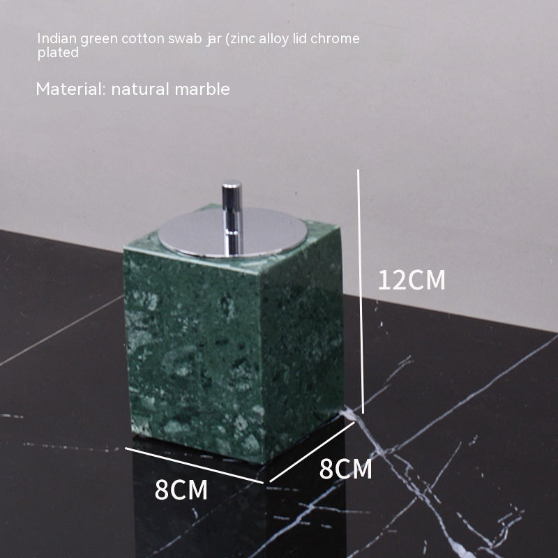 Marble Green Wash Basin Tray Lotion Bottle Cotton Swab Can Bathroom Three Or Four Piece Suit