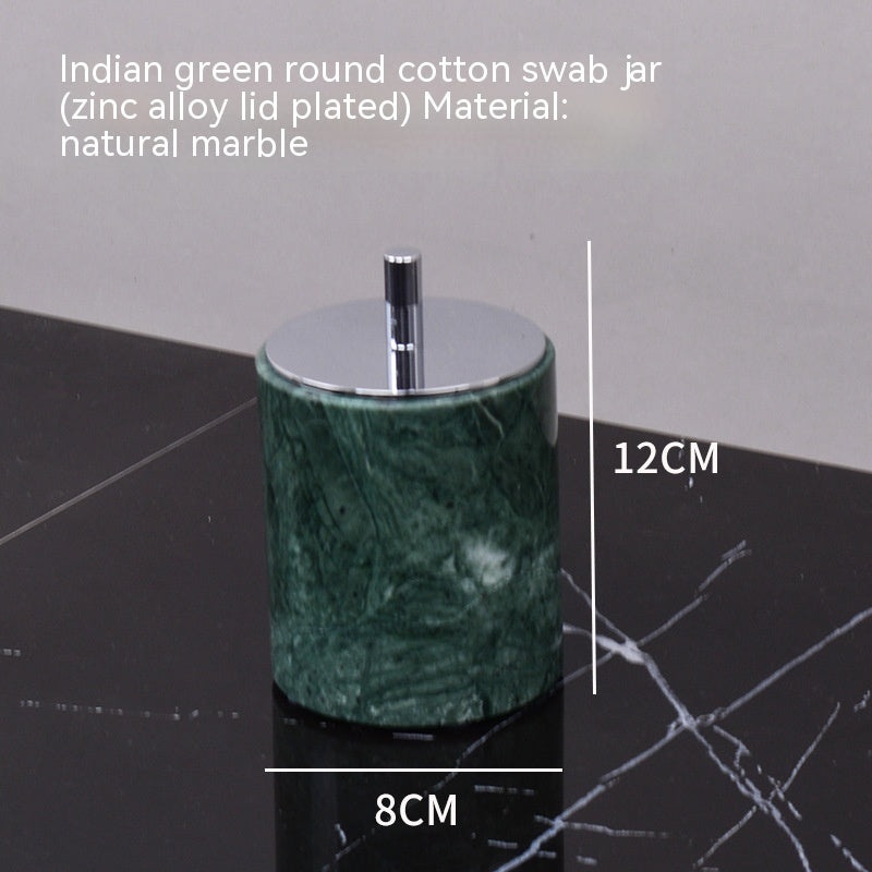 Marble Green Wash Basin Tray Lotion Bottle Cotton Swab Can Bathroom Three Or Four Piece Suit