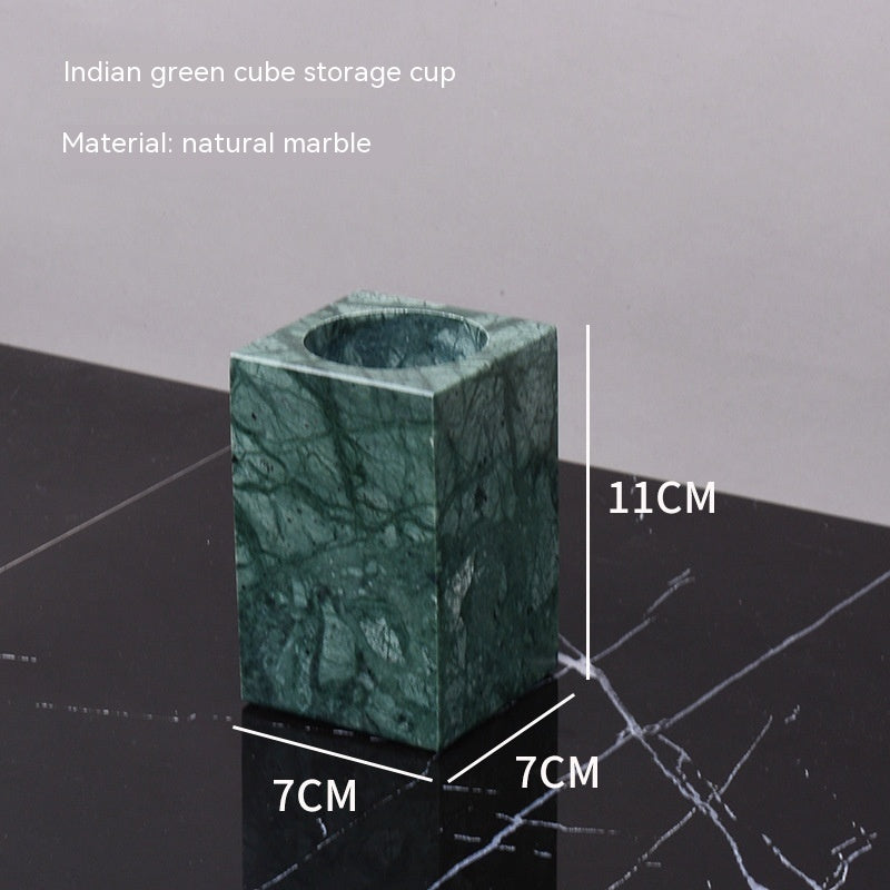 Marble Green Wash Basin Tray Lotion Bottle Cotton Swab Can Bathroom Three Or Four Piece Suit