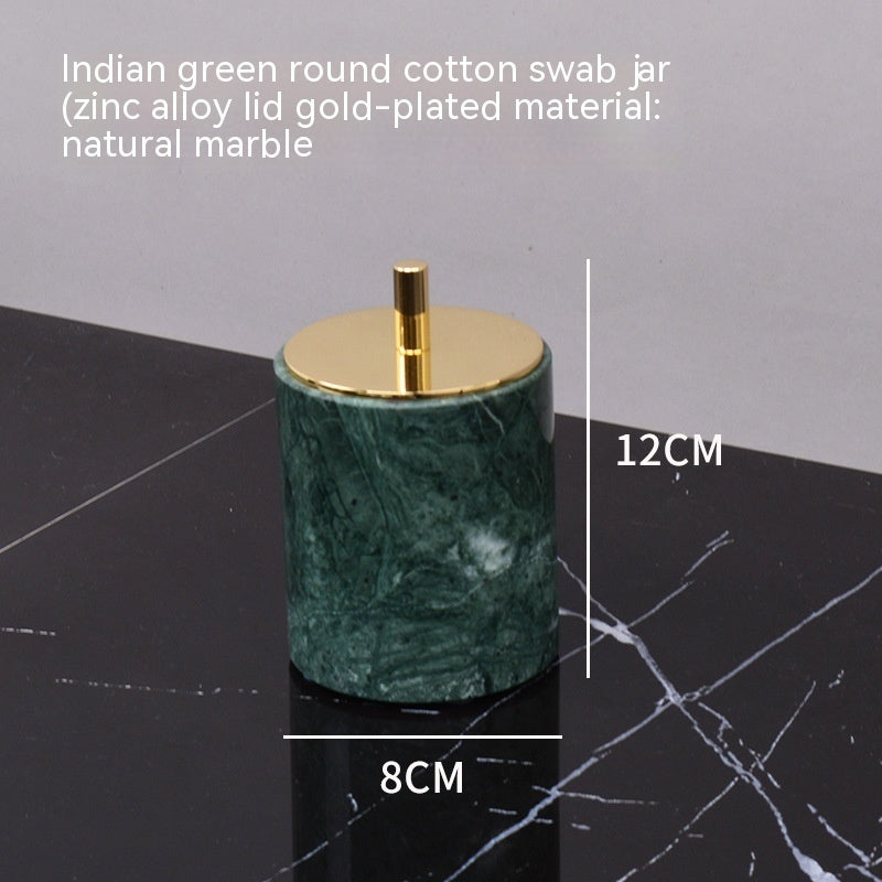 Marble Green Wash Basin Tray Lotion Bottle Cotton Swab Can Bathroom Three Or Four Piece Suit