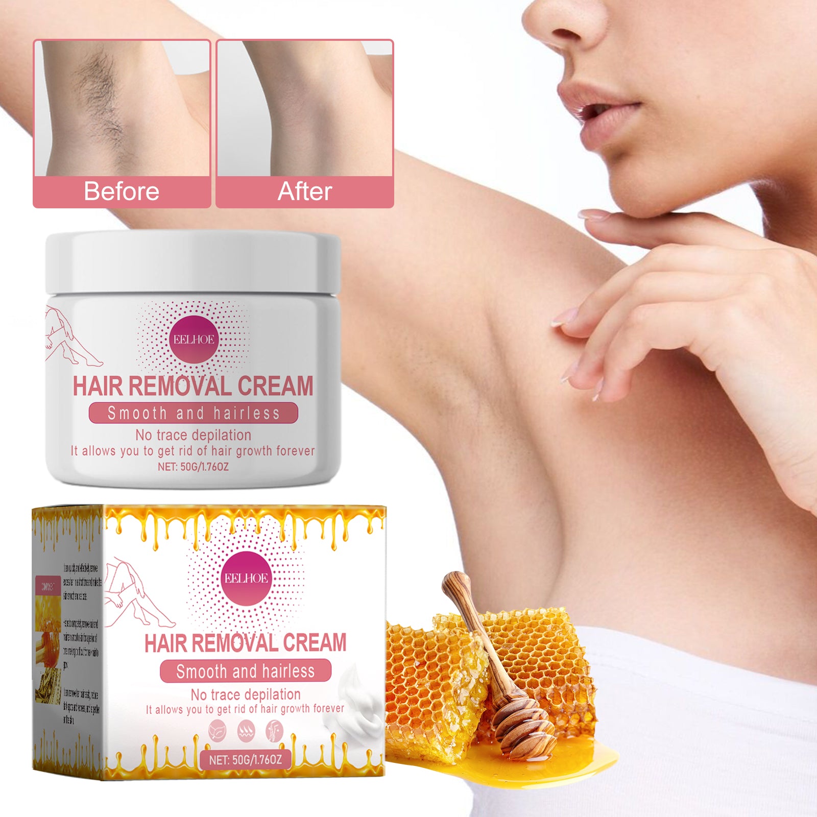 EELHOE Hair Removal Cream, Underarm Leg Hand Hair Removal Mild Non-Irritating Smooth Delicate Skin Clean
