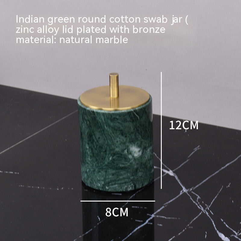 Marble Green Wash Basin Tray Lotion Bottle Cotton Swab Can Bathroom Three Or Four Piece Suit